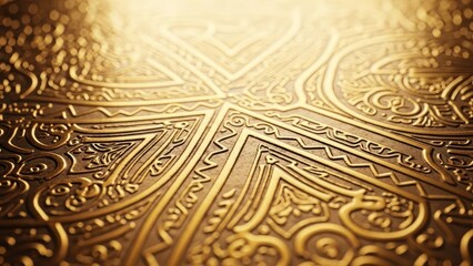Intricate Golden Embossed Pattern with Ornate Details and Rich Texture
