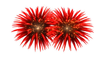 Red firework burst glowing sparks festive celebration night sky vibrant explosion holiday event energetic excitement isolated on transparent background digital illustration