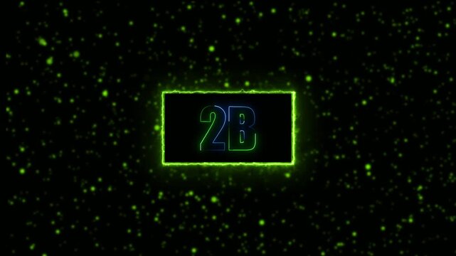 Neon 2B followers text animation with glowing border on green background, social media milestone celebration, modern neon motion graphic, 4K video.