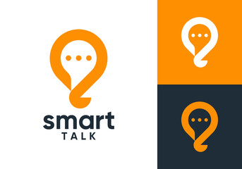 light talk chat logo. smart tech communication vector design concept