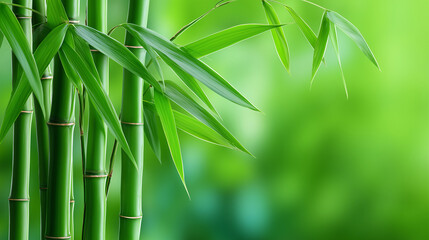 fresh bamboo stems and leaves in natural environment, tranquil zen atmosphere, spa wellness concept, eco nature background, tropical plant growth and greenery for relaxation themes