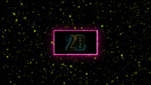 Neon 2B followers text animation with glowing border on yellow background, social media milestone celebration, modern neon motion graphic, 4K video.