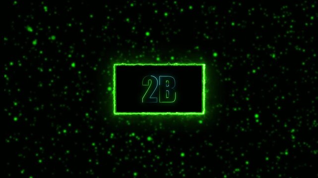 Neon 2B followers text animation with glowing border on green background, social media milestone celebration, modern neon motion graphic, 4K video.