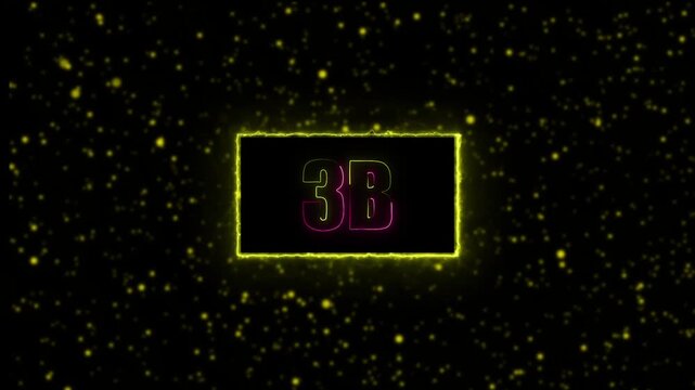 Neon 3B followers text animation with glowing border on yellow background, social media milestone celebration, modern neon motion graphic, 4K video.