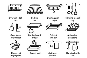Icon modern utensil holder vector bottle board faucet utility cup corner sink