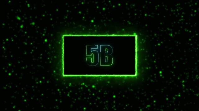 Neon 5B followers text animation with glowing border on green background, social media milestone celebration, modern neon motion graphic, 4K video.