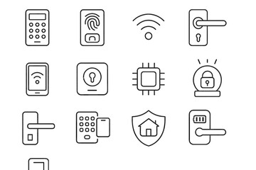 Lock icon button shield handle vector symbol smart bolt light home