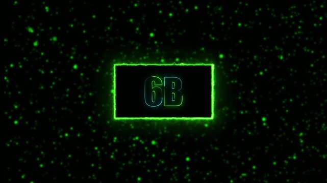 Neon 6B followers text animation with glowing border on green background, social media milestone celebration, modern neon motion graphic, 4K video.