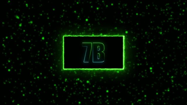 Neon 7B followers text animation with glowing border on green background, social media milestone celebration, modern neon motion graphic, 4K video.