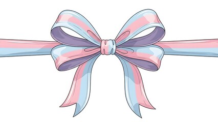 Fototapeta premium Pastel Pink and Blue Ribbon Bow on White Background