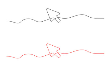 Digital illustration of a computer cursor clicking on a wavy line, depicted in a minimalist style with simple shapes and lines.