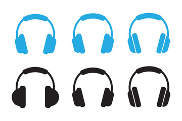 Collection of headphones in various colors on a white background