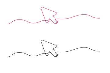 A minimalist illustration of a cursor clicking on a digital interface with simple, flowing lines and a clean white background