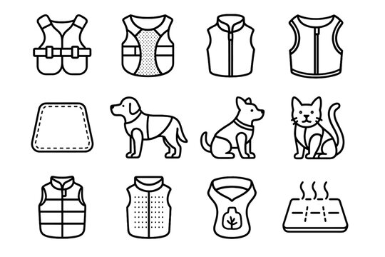 Edge cooling adjustable small vests pet insert vest pad icon vector breathable