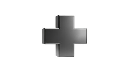 Fototapeta premium 3D Metallic Plus Symbol on transparent background