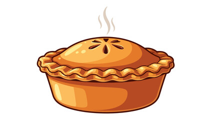 Hot Freshly Baked Pie with Steam Rising, a Delicious Dessert Illustration