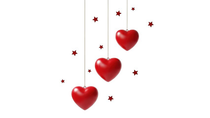 Red hearts floating with stars