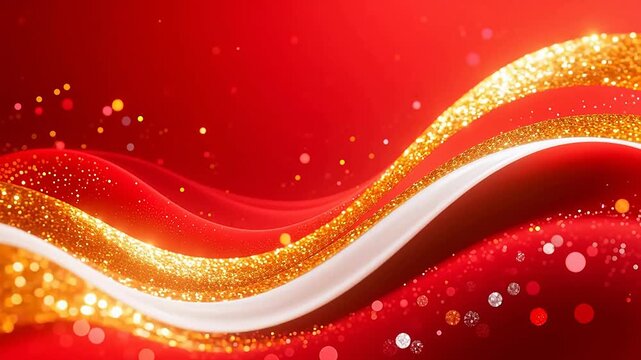 GoldenWaveonRedSparkleBackground