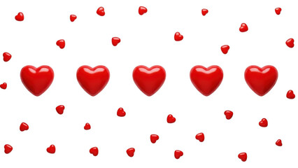 Red hearts in a white background