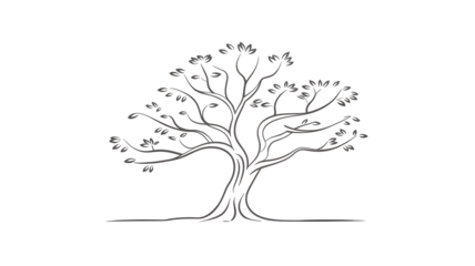 Tree Silhouette in Minimalist Style with Simple Black Lines on White Background for Logo Design