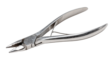 Stainless steel nippers tool with textured handles, used for precise work like cutting wires or holding small objects