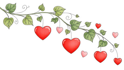 Branch with hearts and leaves