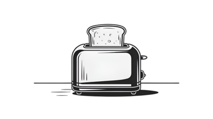 Toaster with salt shaker on top in hand drawn style with subtle shading on white background for kitchen appliance illustration