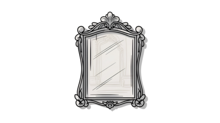 Ornate mirror in vintage style with intricate details and gray shading for luxury home decor