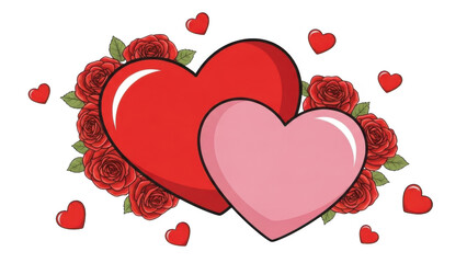 Intertwined hearts with roses