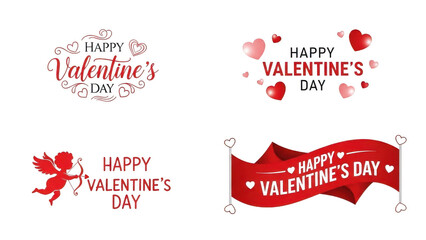Four happy valentine's day greetings