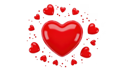 Large red heart surrounded by smaller hearts