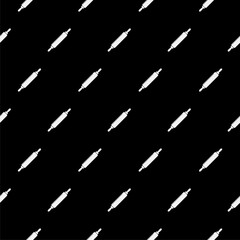 Rolling pin icon seamless pattern isolated on black background