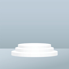 Minimal White 3D Podium for Product Display on Soft Blue Background