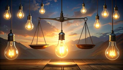 Vintage hanging light bulbs glowing warmly against a dark industrial background, cozy ambiance, soft shadows, rustic decor, cinematic lighting, moody interior atmosphere.