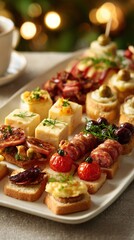 Gourmet Canap&eacute;s Assortment on Festive Party Platter