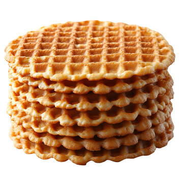 Stack of delicious round waffles