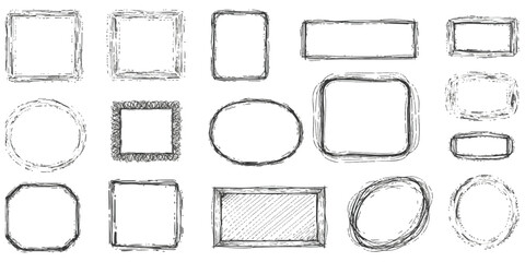Collection of hand-drawn frames and borders in various shapes
