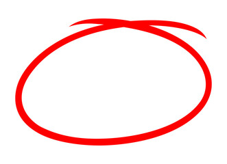 png red circle mark on transparent background. hand drawn organic mark for mistake highlighting, exam, paper, finding etc purpose. red oval marker on transparent background