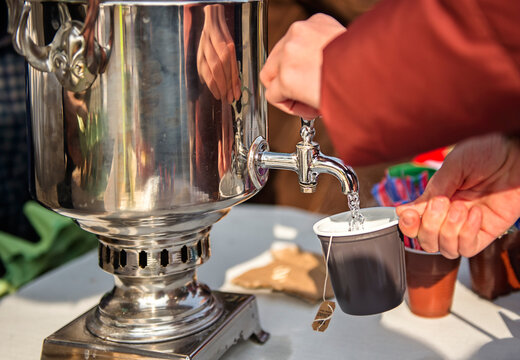 Tea from a samovar on the street