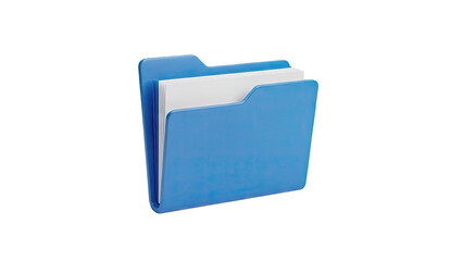 Blue Folder with Papers Icon on transparent background