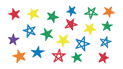 Obraz premium Colorful Stellar Symphony: A whimsical composition of hand-drawn stars in vibrant hues, creating a playful and cheerful aesthetic.