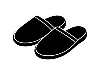 Vector icon black silhouette of a pair of slippers, shoes for home, hotel, and spa, isolated on a transparent background