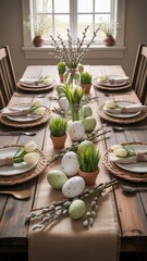 Rustic Farmhouse Easter Table with Natural Spring Decor