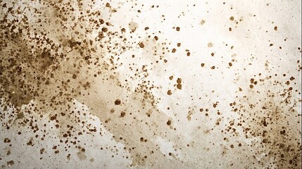Abstract background showing a light beige watercolor paper texture with brown ink splatters, creating an aged, stained, and grunge effect suitable for graphic design and artistic projects
