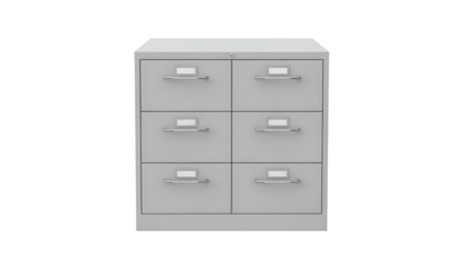 Grey two drawer file cabinet isolated on transparent background