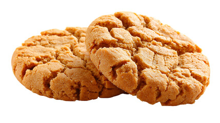 Two delicious peanut butter cookies isolated on transparent background sweet treat