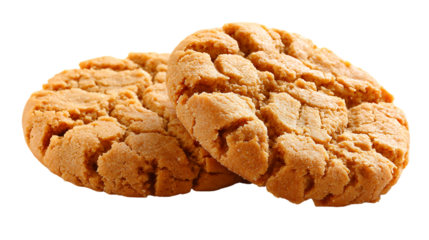 Two delicious peanut butter cookies isolated on transparent background sweet treat