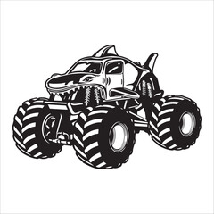 Shark Shaped Monster Truck Icon Design