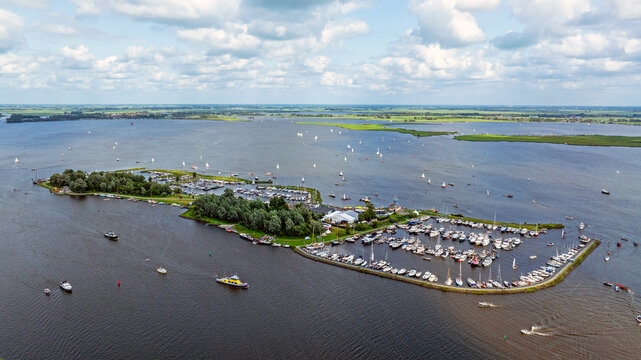 Aerial from the Start island in the Sneekermeer the Netherlands