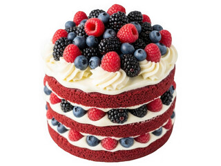 Delicious red velvet cake with fresh berries